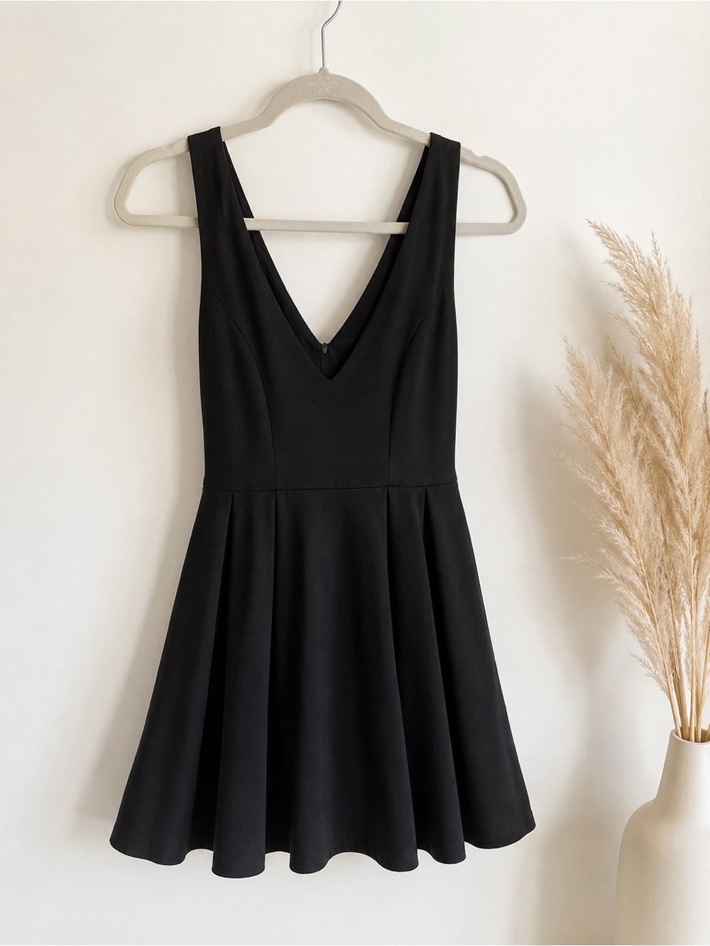TOBI Marisella Black Skater Dress | Minimalist Fit & Flare Mini Dress